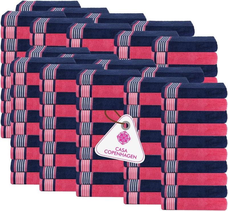 CASA Copenhagen-Basics 600 Pack Stripes Premium Wash Cloth Towels- in Assorted Colours Home & Garden > Linens & Bedding > Towels Acme Dutch Blue & Pink 180 Pcs Washcloths 