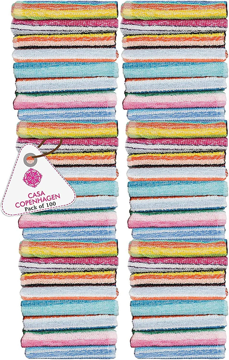 CASA Copenhagen-Basics 600 Pack Stripes Premium Wash Cloth Towels- in Assorted Colours Home & Garden > Linens & Bedding > Towels Acme Stripes Assorted Colour 100 Pcs Towel Set 