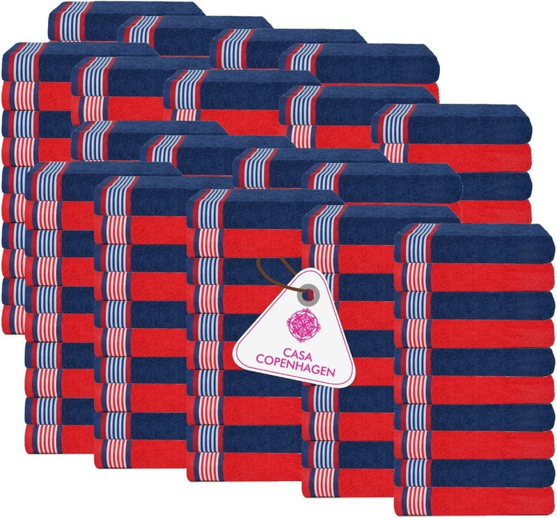 CASA Copenhagen-Basics 600 Pack Stripes Premium Wash Cloth Towels- in Assorted Colours Home & Garden > Linens & Bedding > Towels Acme American Blue & Red 180 Pcs Washcloths 