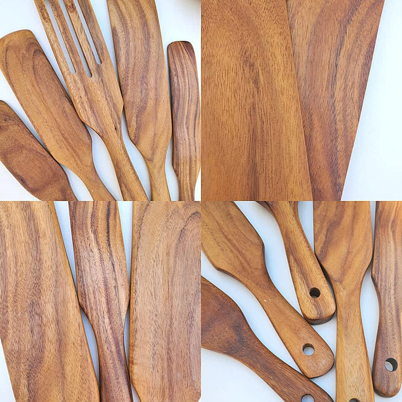 CASA MARA Kitchen Utensils Spurtle Set - Wooden Spoons for Cooking - Serving Kitchen Paddle - Handcrafted Acacia Wood Kitchen Utensils Set - as Seen on Tv - 5 Pieces Set with Wooden Holder Home & Garden > Kitchen & Dining > Kitchen Tools & Utensils CASA MARA   