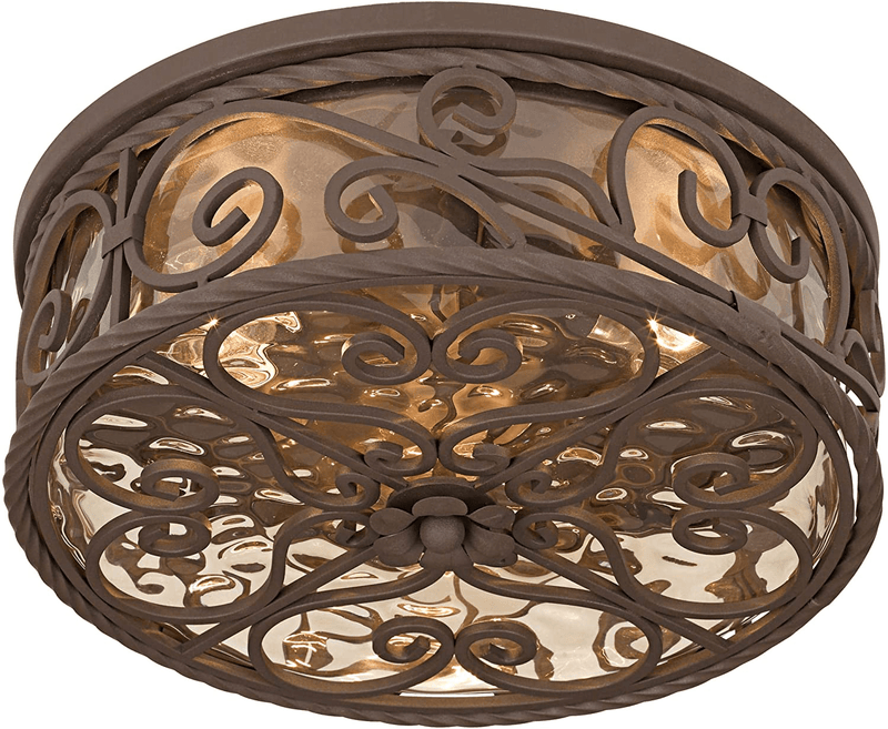 Casa Seville Rustic Outdoor Ceiling Light Hanging Fixture Dark Walnut Scroll Twist 15" Water Glass Damp Rated Exterior House Porch Patio outside Deck Garage Front Door Home Roof - John Timberland