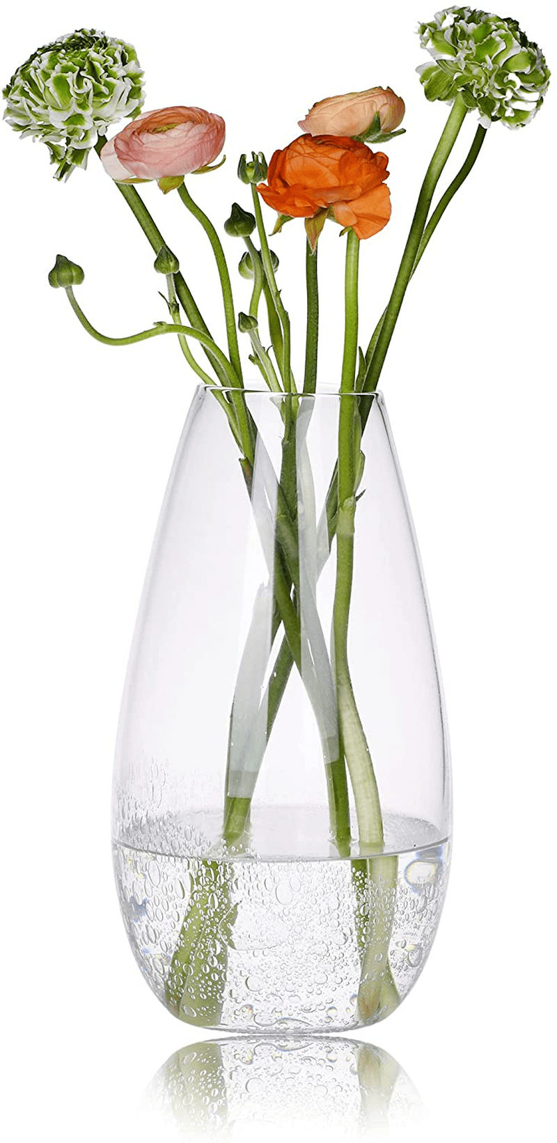 CASAMOTION Flower Vases Hand Blown Glass Home Decor with Rich Bubbles Round Blue Tabletop for Kitchen Dinning Room Centerpiece for Living Wedding Party Ornament,9 inch Height Home & Garden > Decor > Vases CASAMOTION Clear 12'' H 