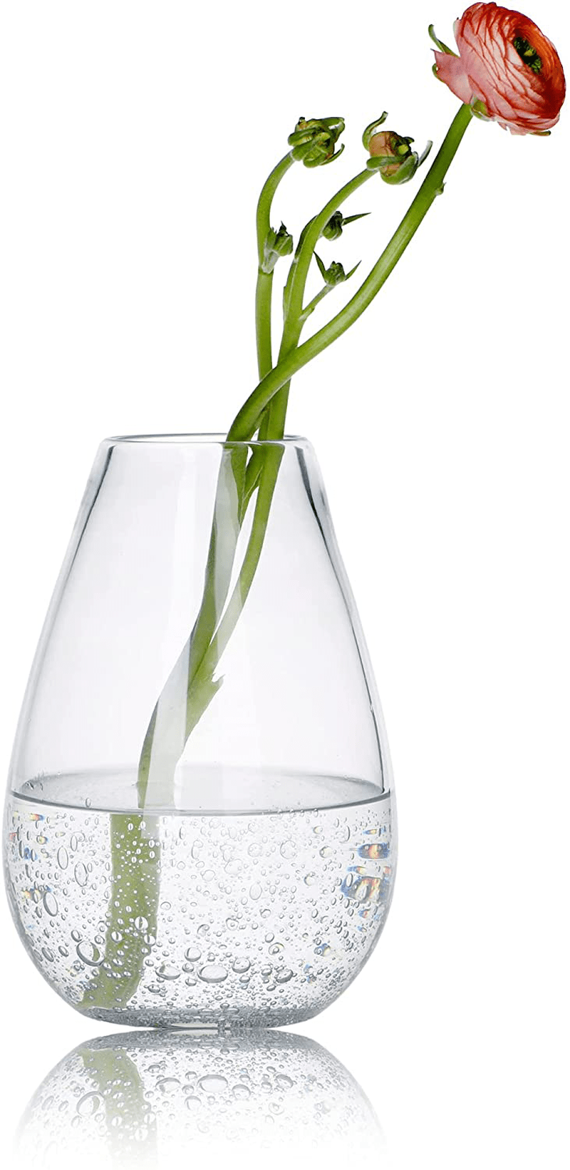 CASAMOTION Flower Vases Hand Blown Glass Home Decor with Rich Bubbles Round Blue Tabletop for Kitchen Dinning Room Centerpiece for Living Wedding Party Ornament,9 inch Height Home & Garden > Decor > Vases CASAMOTION Clear 9'' H 
