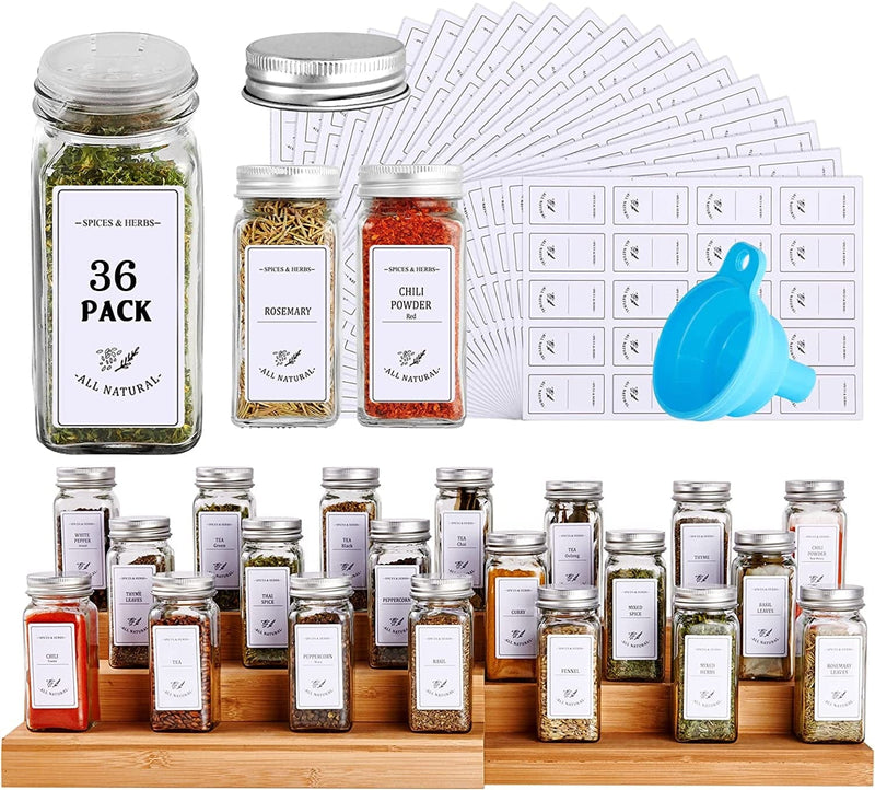 Casato 48 Spice Bottles Empty Glass with 400 Labels, 4Oz Empty Square Spice Jars Storage Containers, Shaker/Pour Lids, Airtight Metal Caps, and Funnel Included S for Storing Spice & Seasoning Powders Home & Garden > Decor > Decorative Jars casato 36  