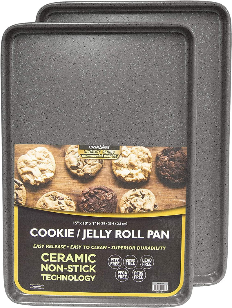 Casaware 2Pc Ultimate Commercial Weight 15 X 10 X 1-Inch Cookie Sheet Set (Silver Granite) Home & Garden > Kitchen & Dining > Cookware & Bakeware casaWare Silver Granite  
