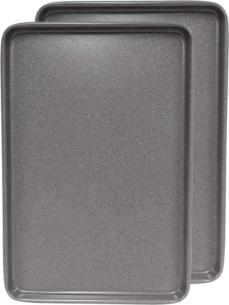 Casaware 2Pc Ultimate Commercial Weight 15 X 10 X 1-Inch Cookie Sheet Set (Silver Granite)