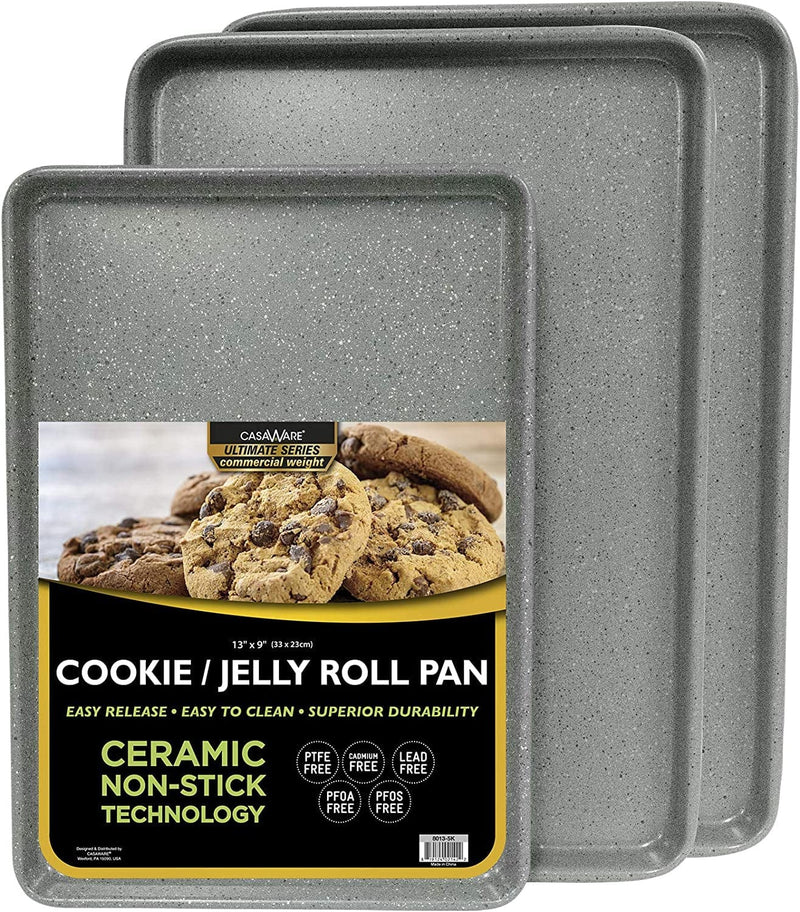 Casaware 3Pc Ultimate Commercial Weight Cookie Sheet Set, Two 15 X 10-Inch Pans, One 13 X 9-Inch-Inch Pan (Silver Granite) Home & Garden > Kitchen & Dining > Cookware & Bakeware casaWare Silver Granite  