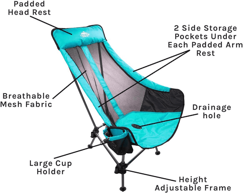 Cascade Mountain Tech Hammock Camp Chair with Adjustable Height - Ultralight for Backpacking, Camping, Sporting Events, Beach, and Picnics with Carry Bag Sporting Goods > Outdoor Recreation > Camping & Hiking > Camp Furniture Cascade Mountain Tech   