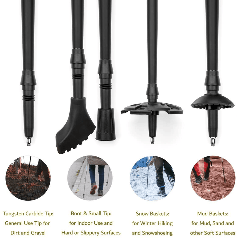 Cascade Mountain Tech Trekking Poles - Carbon Fiber Monopod Walking or Hiking Sticks with with Accessories Mount and Adjustable Quick Locks
