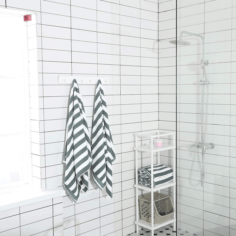 CASOFU Bath Towel Set, Cabana Stripe Bath Towels, Super Soft Cotton Bath Towels with Light Stripe - 100% Ring Spun Cotton Large Pool Towels - 2 Piece (Grey, 27x 54 inches)