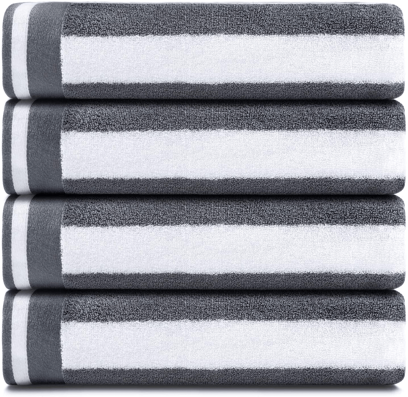 CASOFU Bath Towel Set, Cabana Stripe Bath Towels, Super Soft Cotton Bath Towels with Light Stripe - 100% Ring Spun Cotton Large Pool Towels - 2 Piece (Grey, 27x 54 inches) Home & Garden > Linens & Bedding > Towels CASOFU Grey 4 Pack 