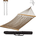 Castaway Living 13 ft. Double Traditional Hand Woven Green Polyester Rope Hammock with Free Extension Chains ,Tree Hooks & Storage Bag, for 2 People with a Weight Capacity of 450 lbs. Home & Garden > Lawn & Garden > Outdoor Living > Hammocks Castaway Hammocks Antique Brown Polyester with Storage Bag 
