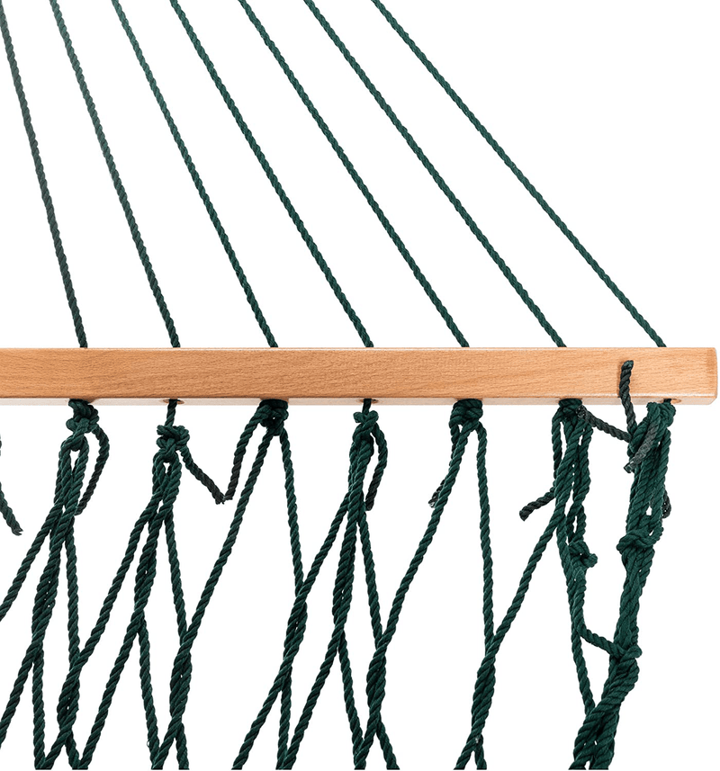Castaway Living 13 ft. Double Traditional Hand Woven Green Polyester Rope Hammock with Free Extension Chains ,Tree Hooks & Storage Bag, for 2 People with a Weight Capacity of 450 lbs. Home & Garden > Lawn & Garden > Outdoor Living > Hammocks Castaway Hammocks   