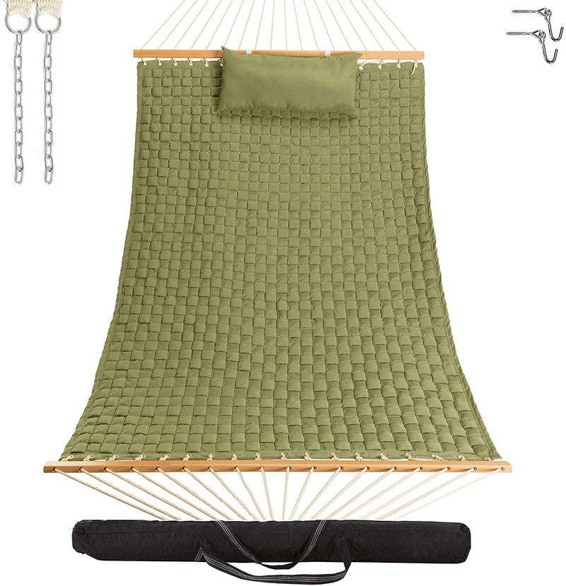 Castaway Living 13 ft. Large Navy Soft Weave Hammock with Free Pillow, Storage Bag, Extension Chains & Tree Hooks, Accommodates 2 People, 450 LB Weight Capacity, 13 ft. x 55 in. Home & Garden > Lawn & Garden > Outdoor Living > Hammocks Castaway Hammocks Green  