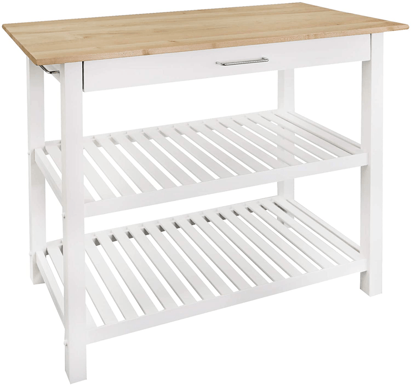 Casual Home Kitchen Island with Solid American Hardwood Top, Natural/White, 40" W (373-91) Home & Garden > Kitchen & Dining > Food Storage Casual Home Natural Maple Top, White Base (New)  