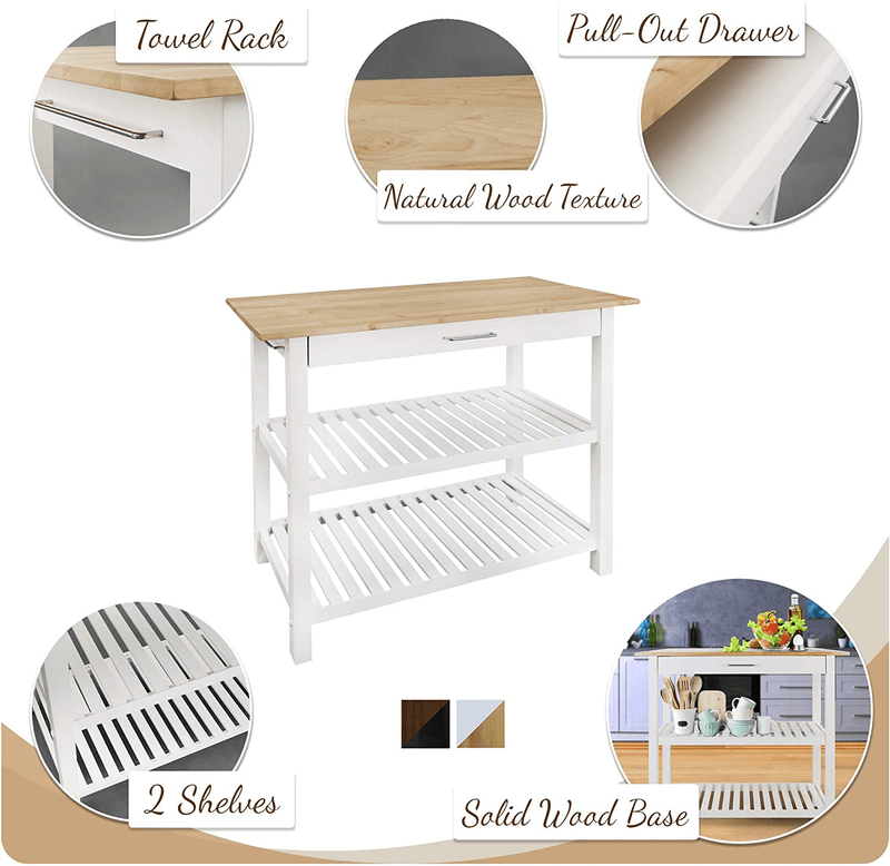 Casual Home Kitchen Island with Solid American Hardwood Top, Natural/White, 40" W (373-91) Home & Garden > Kitchen & Dining > Food Storage Casual Home   