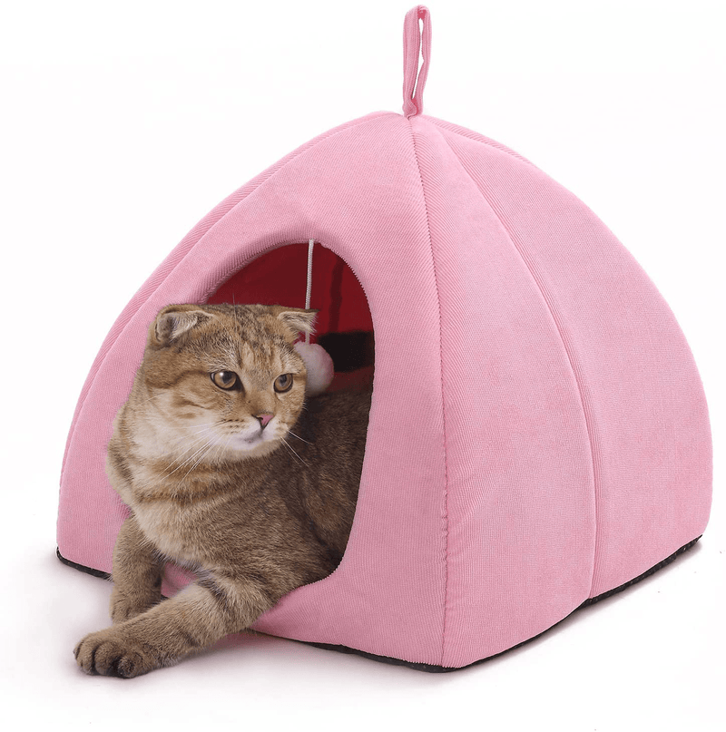 Cat Bed Cat Cave House Foldable Comfortable Cat Tent House for Small Indoor Outdoor Cats Animals & Pet Supplies > Pet Supplies > Cat Supplies > Cat Beds Weatrops Pink Medium 