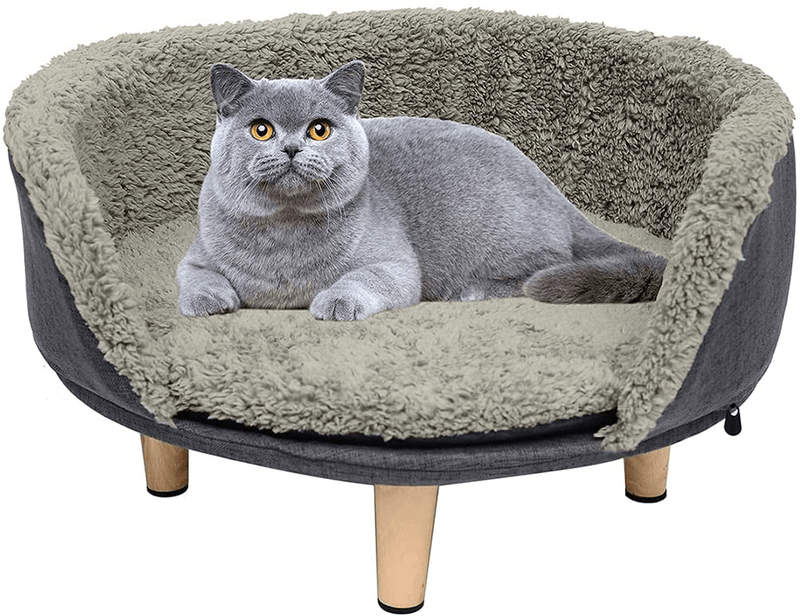 Cat Bed,Elevated Cat Bed Cat Sofa Elevated Pet Bed Pet Sofa Raised Cat Bed,Warm and Cozy Very Suitable for Kittens or Small Pet,Removable and Easy to Clean Animals & Pet Supplies > Pet Supplies > Cat Supplies > Cat Beds BCUOOTU Grey-Open type  