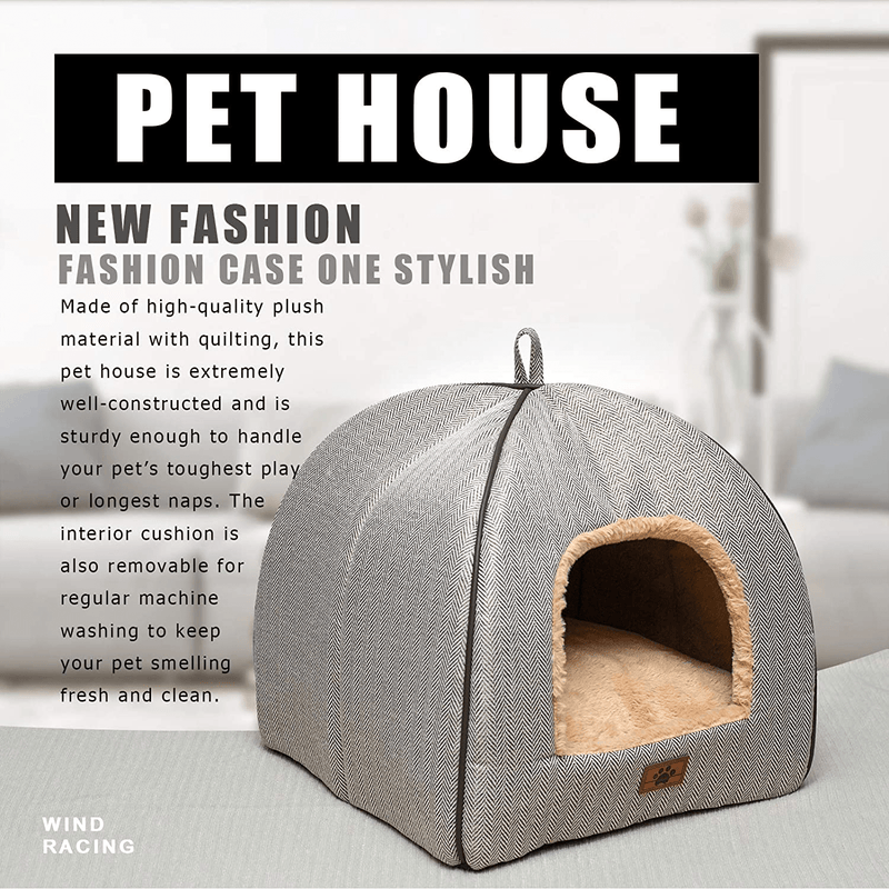 Cat Bed for Indoor Cats - Cat Cave Bed Cat House Cat Tent with Removable Washable Cushioned Pillow, Soft and Self Warming Kitten Beds,Cat Beds & Furniture, Pet Bed WINDRACING Animals & Pet Supplies > Pet Supplies > Cat Supplies > Cat Beds WINDRACING   
