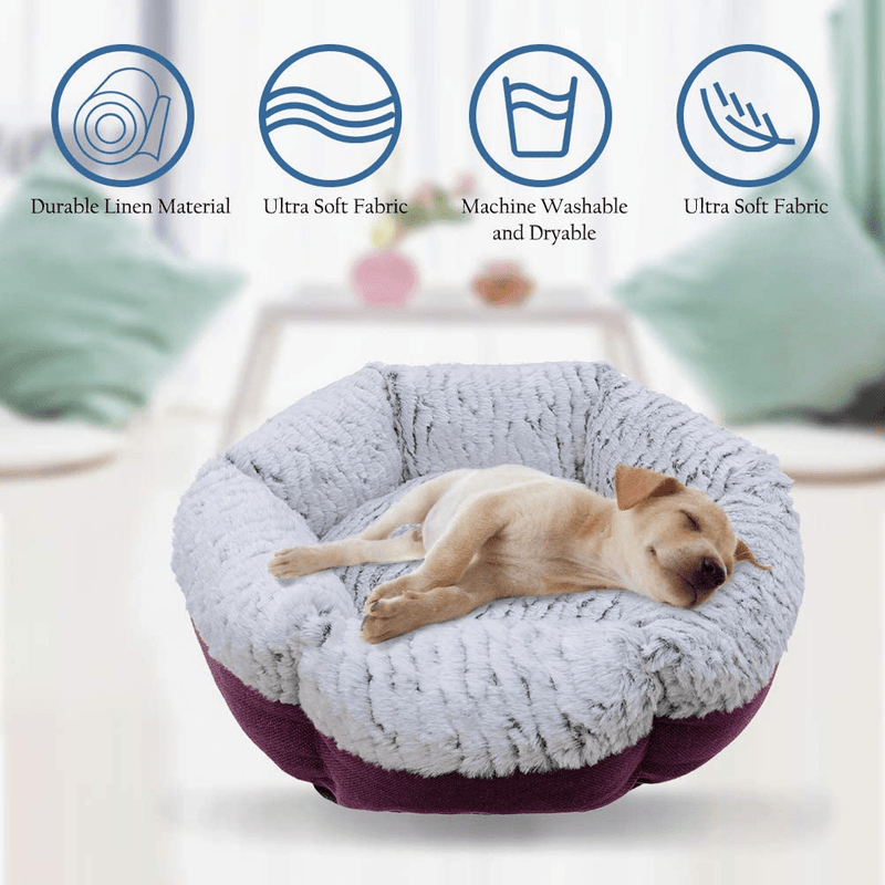 Cat Bed for Small Dog - Machine Washable Calming Pet Kitty Beds for Medium Large Cats and Puppy, anti Anxiety round Donut Dogs Kitten Bed with Non Slip Bottom and Self Warming Comfy Memory Foam
