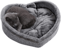 Cat Bed - Heart Pet Bed for Cats or Small Dogs, Ultra Soft Short Plush, Anti-Slip Bottom, Washable High Resilience PP Cotton, Comfortable Self Warming Autumn Winter Indoor Sleeping Cozy Kitty Teddy Animals & Pet Supplies > Pet Supplies > Cat Supplies > Cat Beds Lcybem Grey  