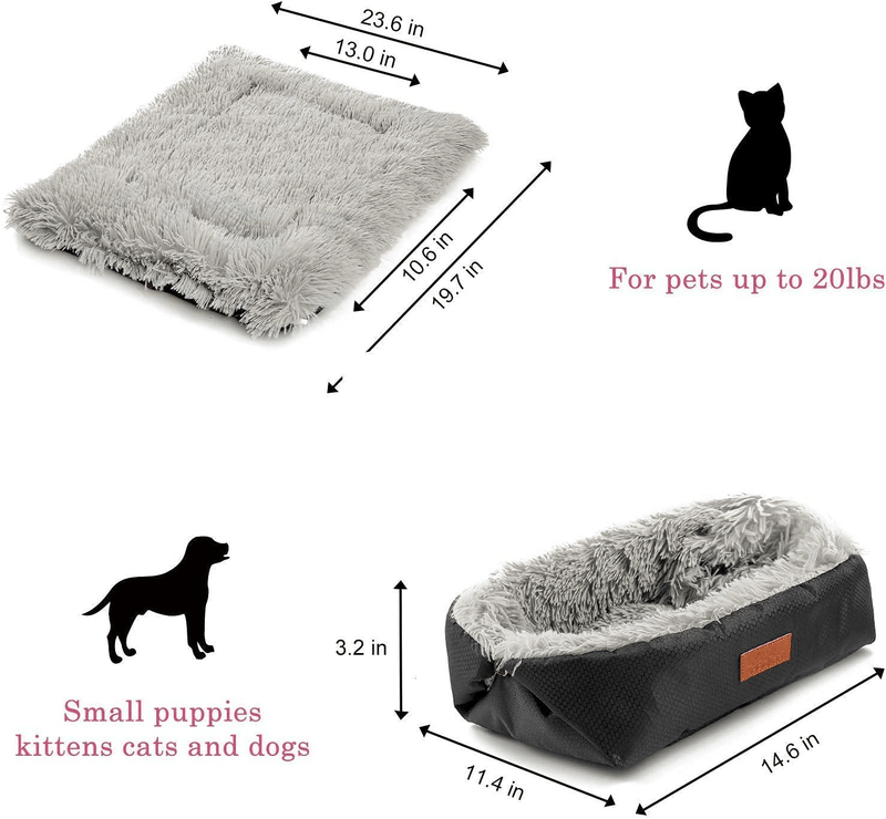 Cat Beds for Indoor Cats,Self Warming Cat Bed Calming Dog Crate Bed Plush Fluffy Dog Mat Faux Fur Pet Bed for Kittens Puppy Animals & Pet Supplies > Pet Supplies > Cat Supplies > Cat Beds HDLKRR   