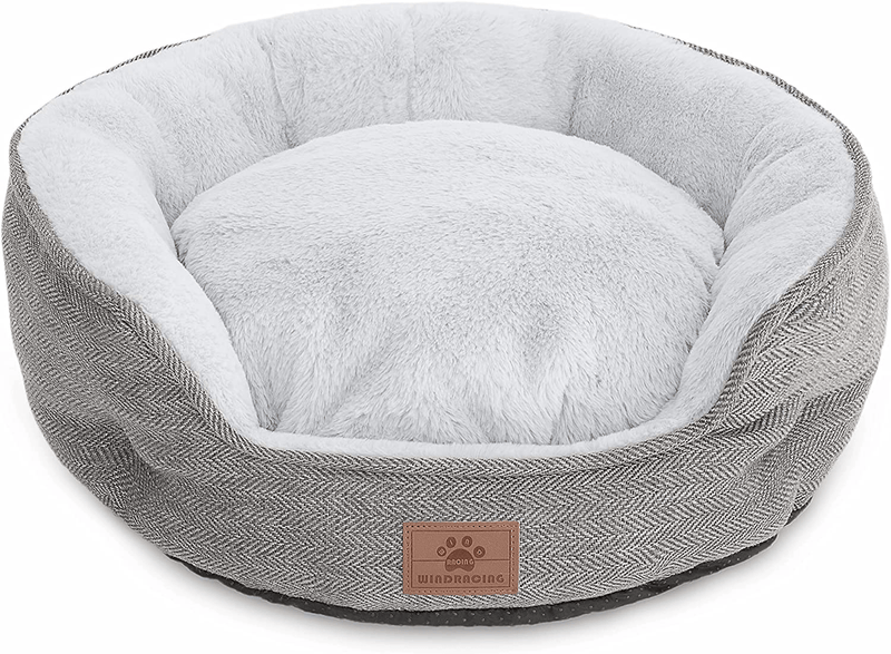 Cat Beds for Indoor Cats,Small Dog Bed,Cuddler Dog Beds,Calming Dog Bed Donut,Soft Anxiety Cozy Pet Beds,Puppy Bed for Small/Medium Dogs Washable round in Grey Color,Windracing PET Animals & Pet Supplies > Pet Supplies > Cat Supplies > Cat Beds WINDRACING Grey - Oval Cat Bed Small 