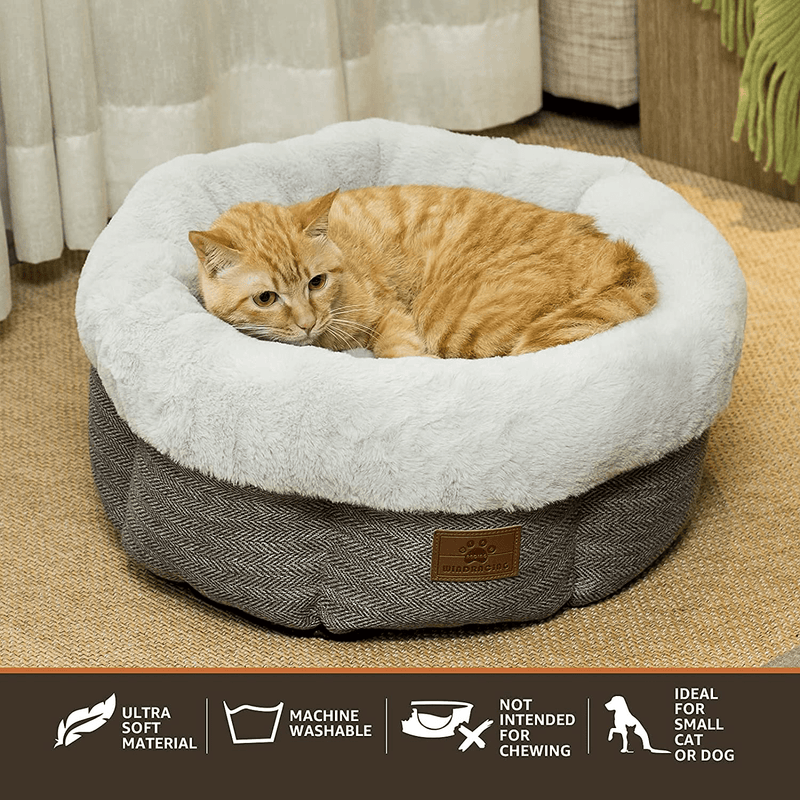 Cat Beds for Indoor Cats,Small Dog Bed,Cuddler Dog Beds,Calming Dog Bed Donut,Soft Anxiety Cozy Pet Beds,Puppy Bed for Small/Medium Dogs Washable round in Grey Color,Windracing PET Animals & Pet Supplies > Pet Supplies > Cat Supplies > Cat Beds WINDRACING   