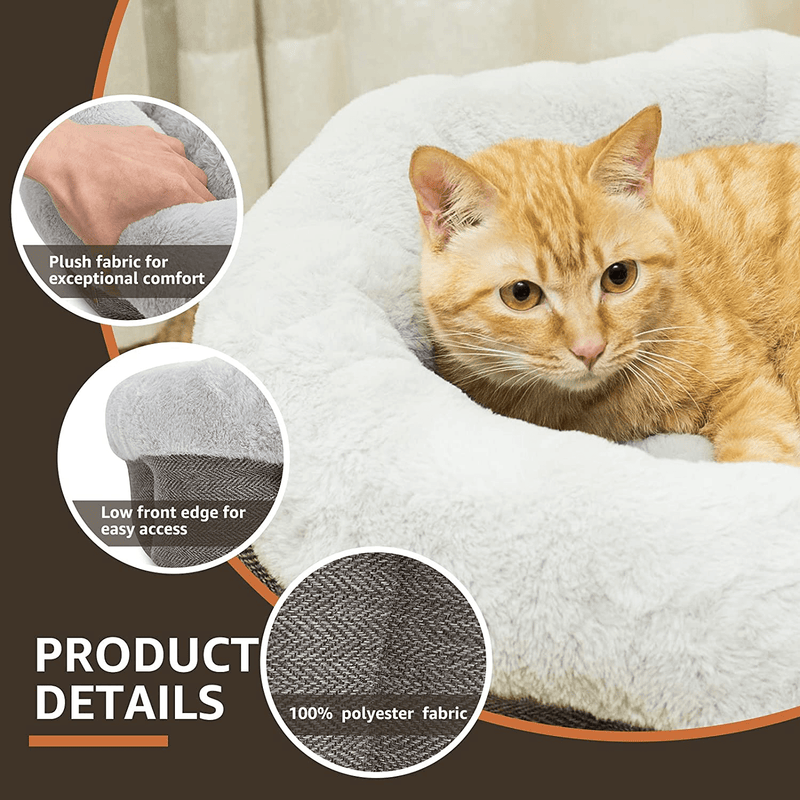 Cat Beds for Indoor Cats,Small Dog Bed,Cuddler Dog Beds,Calming Dog Bed Donut,Soft Anxiety Cozy Pet Beds,Puppy Bed for Small/Medium Dogs Washable round in Grey Color,Windracing PET Animals & Pet Supplies > Pet Supplies > Cat Supplies > Cat Beds WINDRACING   