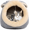 Cat Beds for Indoor Cats - Small Dog Bed with Anti-Slip Bottom, Rabbit-Shaped Cat/Small Dog Cave with Hanging Toy, Puppy Bed with Removable Cotton Pad, Super Soft Calming Pet Sofa Bed (Grey Medium) Animals & Pet Supplies > Pet Supplies > Dog Supplies > Dog Beds Garlifden Grey Large 