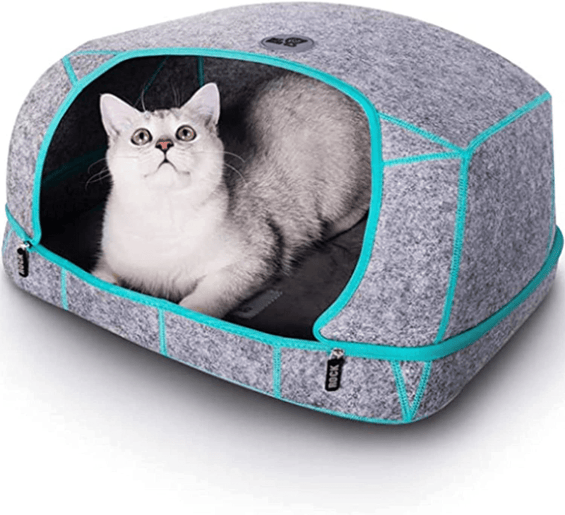 CAT Care Cat Cave Bed - Cat Caves for Indoor, Removable Zipper Cave Design, Soft Graphene Warm Cushion, Scratch-Resistant Collapsible Washable Suitable for Indoor Cats