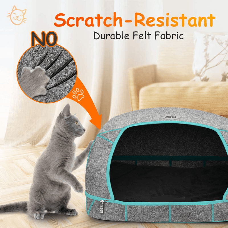 CAT Care Cat Cave Bed - Cat Caves for Indoor, Removable Zipper Cave Design, Soft Graphene Warm Cushion, Scratch-Resistant Collapsible Washable Suitable for Indoor Cats Animals & Pet Supplies > Pet Supplies > Cat Supplies > Cat Beds DOG CARE   