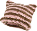 Cat Ear Beanie for Women Crochet Hats Striped Beanie Y2K Gothic Accessories Vintage Beanies Cute Knitt Beanie Hat Women Sporting Goods > Outdoor Recreation > Winter Sports & Activities FOOTIME Pink  