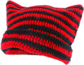 Cat Ear Beanie for Women Crochet Hats Striped Beanie Y2K Gothic Accessories Vintage Beanies Cute Knitt Beanie Hat Women Sporting Goods > Outdoor Recreation > Winter Sports & Activities FOOTIME Black Red  