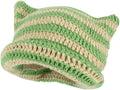 Cat Ear Beanie for Women Crochet Hats Striped Beanie Y2K Gothic Accessories Vintage Beanies Cute Knitt Beanie Hat Women Sporting Goods > Outdoor Recreation > Winter Sports & Activities FOOTIME Green  