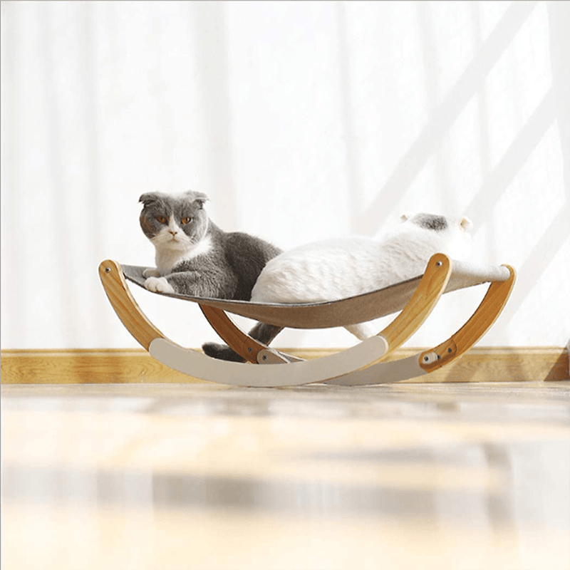 Cat Hammock, Pet Bed, Solid Wood Fancy Kitty Swing, 2 in 1 Chair and Hammocks, Cats Resting Bed with Durable Wooden Frame Animals & Pet Supplies > Pet Supplies > Cat Supplies > Cat Beds ZAMATE   