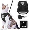 Cat Harness and Leash Set - Reflective Escape Proof Cat Harness for Kitties Daily Outdoor Walking with Soft Breathable Mesh Chest Strap and Durable Leash, Black Animals & Pet Supplies > Pet Supplies > Cat Supplies > Cat Apparel SCIROKKO Black S (Chest 11.4"-13" / Leash 3.9ft) 