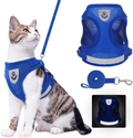 Cat Harness and Leash Set - Reflective Escape Proof Cat Harness for Kitties Daily Outdoor Walking with Soft Breathable Mesh Chest Strap and Durable Leash, Black Animals & Pet Supplies > Pet Supplies > Cat Supplies > Cat Apparel SCIROKKO Blue S (Chest 11.4"-13" / Leash 3.9ft) 
