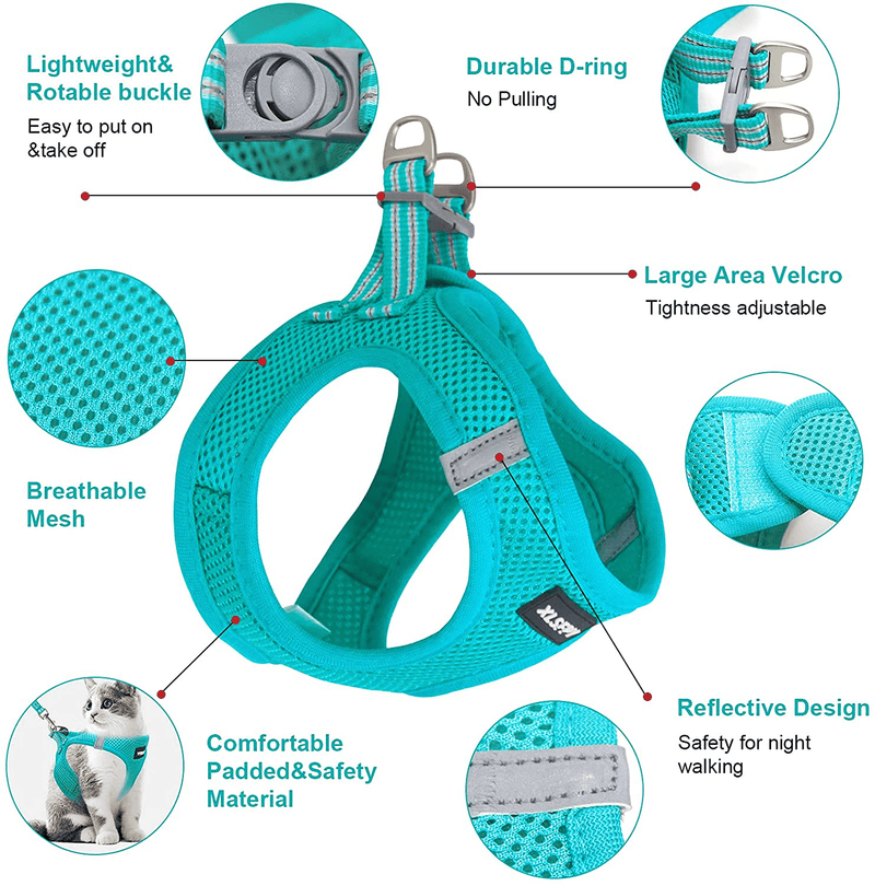 Cat Harness and Leash Set, Soft Dog Vest Harness No Pull, Kitten Harness with Reflective Strap, Step in Puppy Harness for Small Dogs, Dog and Cat Universal Harness,Durable D-Ring(S,M,L) Animals & Pet Supplies > Pet Supplies > Cat Supplies > Cat Apparel XLSFPY   