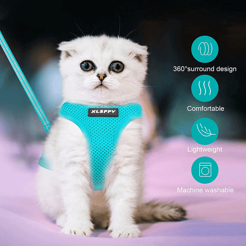 Cat Harness and Leash Set, Soft Dog Vest Harness No Pull, Kitten Harness with Reflective Strap, Step in Puppy Harness for Small Dogs, Dog and Cat Universal Harness,Durable D-Ring(S,M,L) Animals & Pet Supplies > Pet Supplies > Cat Supplies > Cat Apparel XLSFPY   
