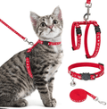 Cat Harness with Leash and Collar Set - Escape Proof Adjustable H-shped Cat Harness with Star and Moon Pattern Glow in The Dark for Kitty Outdoor Walking Animals & Pet Supplies > Pet Supplies > Cat Supplies > Cat Apparel PAWCHIE Red  