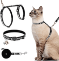 Cat Harness with Leash and Collar Set - Halloween Skull and Bone Patterns Glow in The Dark, Escape Proof Adjustable for Outdoor Walking H-shped Cat Harness with Safety Buckle Animals & Pet Supplies > Pet Supplies > Cat Supplies > Cat Apparel PUPTECK Black S:neck 11-12 in, chest 13-17 in 