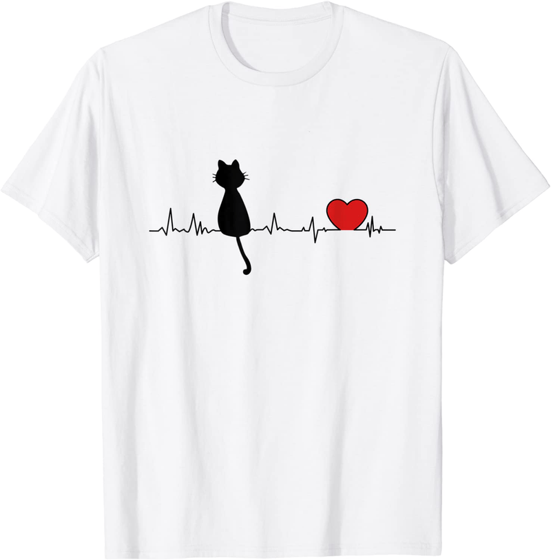 Cat Heartbeat - Funny Cat T-Shirt Animals & Pet Supplies > Pet Supplies > Cat Supplies > Cat Apparel Cute Cat Heartbeat for cat lovers White Men 3X-Large