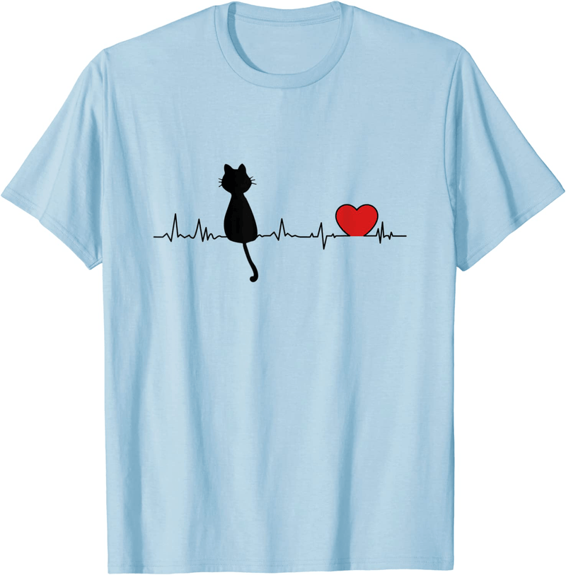 Cat Heartbeat - Funny Cat T-Shirt Animals & Pet Supplies > Pet Supplies > Cat Supplies > Cat Apparel Cute Cat Heartbeat for cat lovers Baby Blue Men Large