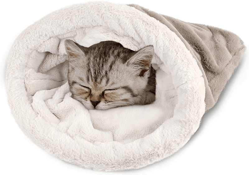 Cat Sleeping Bag Self Warming Cat Beds for Indoor Cats Cute Soft Fluffy Cat Bed Mat Washable Kitten Bed for Puppy Small Dogs & All Size Cats (Grey) Animals & Pet Supplies > Pet Supplies > Cat Supplies > Cat Beds B Bascolor   