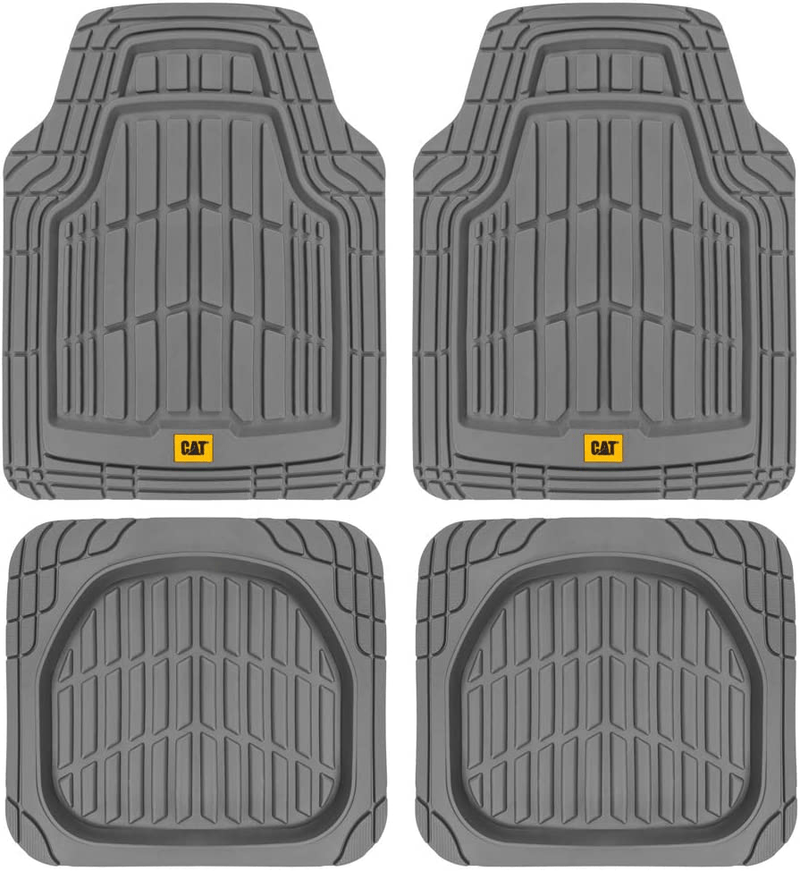 CAT ToughRide Heavy-Duty 4 Piece Rubber Floor Mats for Car Truck Van SUV, Black – Odorless Trim to Fit Car Floor Mats, All Weather Deep Dish Automotive Floor Mats, Total Dirt Protection Vehicles & Parts > Vehicle Parts & Accessories > Motor Vehicle Parts > Motor Vehicle Seating Caterpillar 03-Gray 4-Piece 