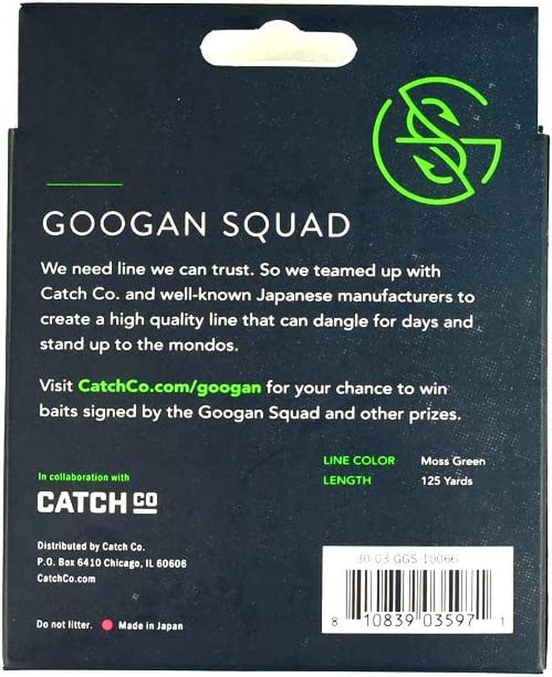 Catch Co Googan Squad 8X Braided (Braid) Fishing Line Green, 125Yd Sporting Goods > Outdoor Recreation > Fishing > Fishing Lines & Leaders Catch Co   