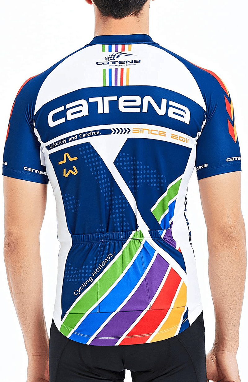 CATENA Men's Cycling Jersey Short Sleeve Shirt Running Top Moisture Wicking Workout Sports T-Shirt