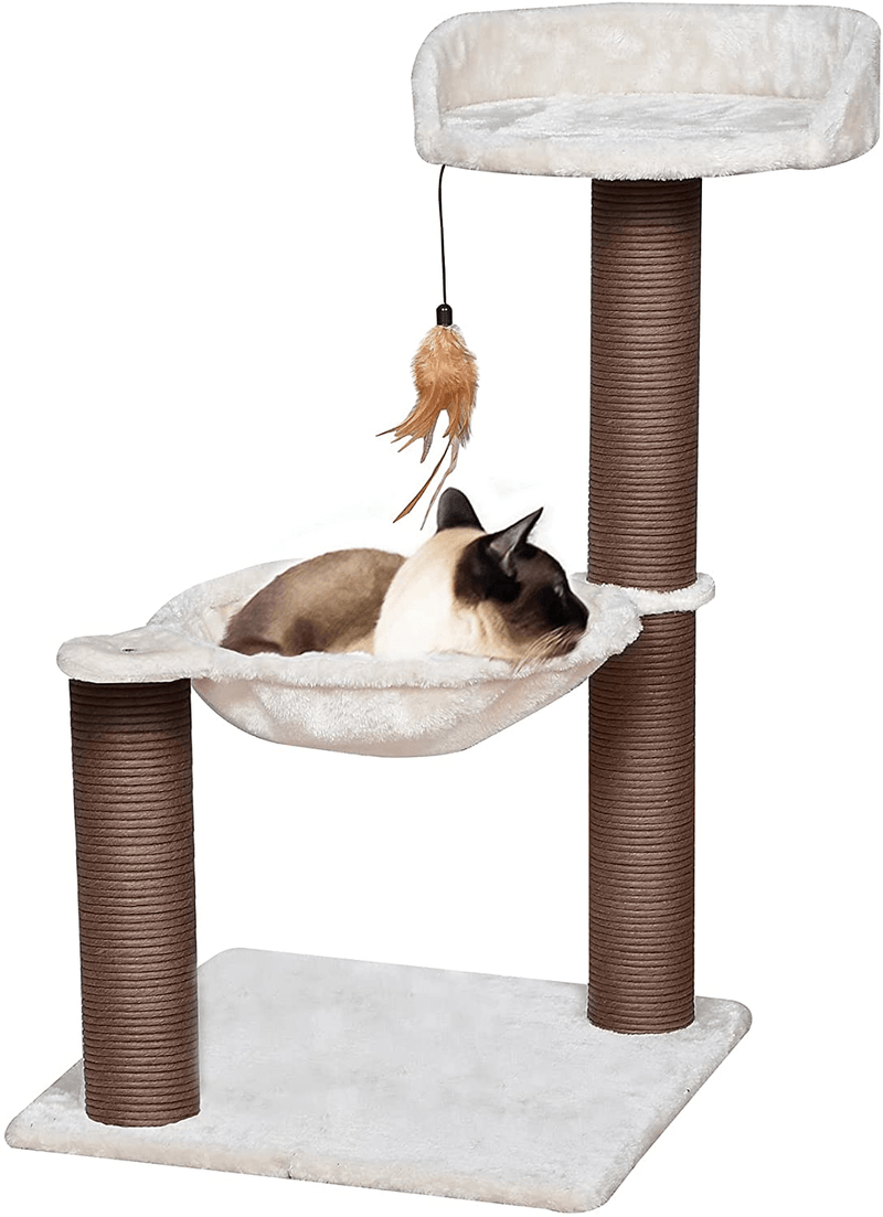 Catry Cat Tree with Feather Toy - Cozy Design of Cat Hammock Allure Kitten to Lounge In, Cats Love to Lazily Recline While Playing with Feather Toy and Scratching Post, (Innovative Arrival) Animals & Pet Supplies > Pet Supplies > Cat Supplies > Cat Beds Catry Version 2  