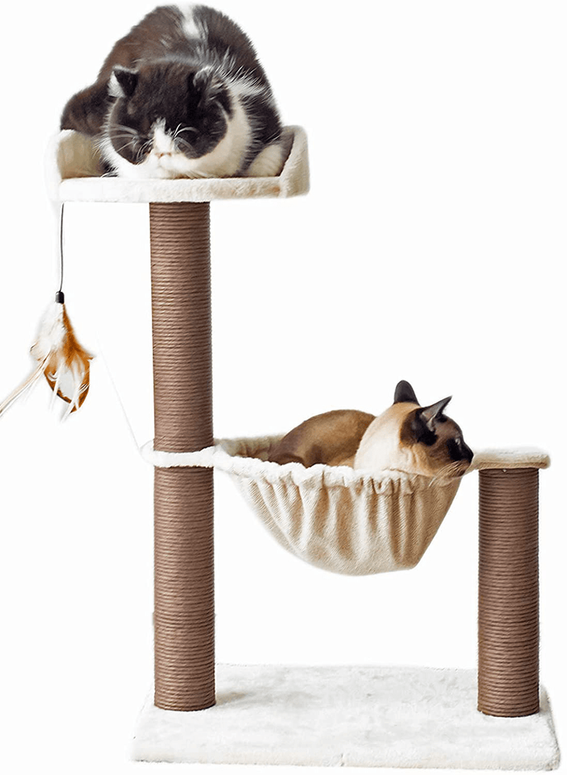 Catry Cat Tree with Feather Toy - Cozy Design of Cat Hammock Allure Kitten to Lounge In, Cats Love to Lazily Recline While Playing with Feather Toy and Scratching Post, (Innovative Arrival) Animals & Pet Supplies > Pet Supplies > Cat Supplies > Cat Beds Catry Version 1  